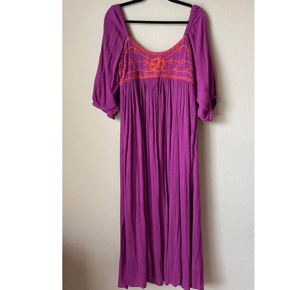 New Free People Wedgewood Embroidered Boho Maxi Dress $168 X-SMALL Floral - Picture 4 of 6